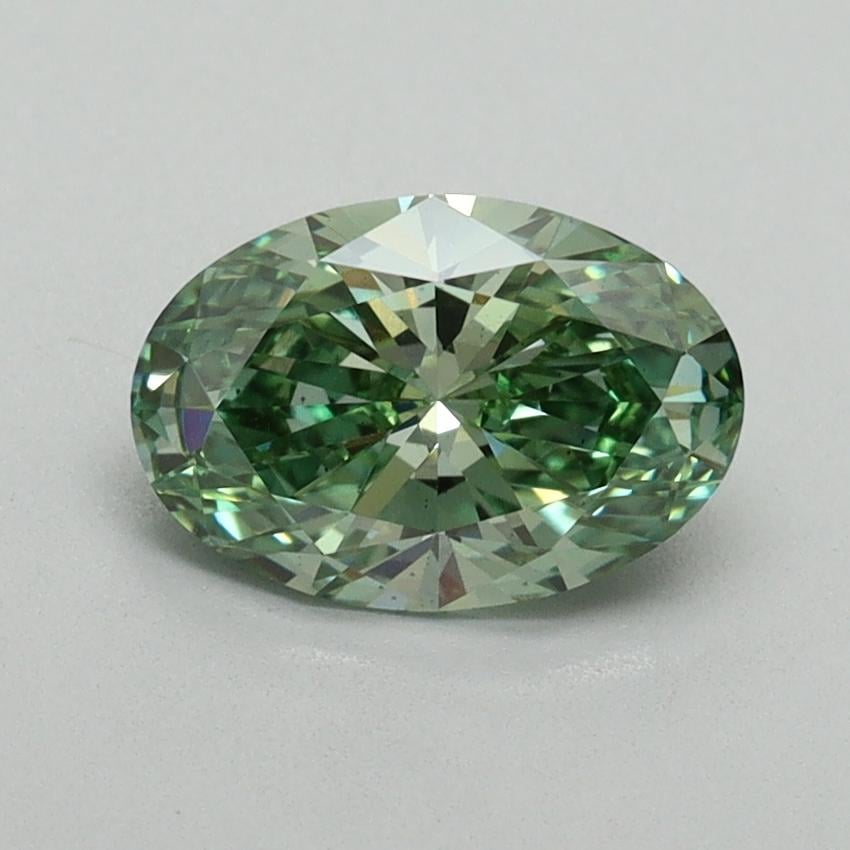 1.10 Ct. Fancy Vivid Green Oval Lab Grown Diamond