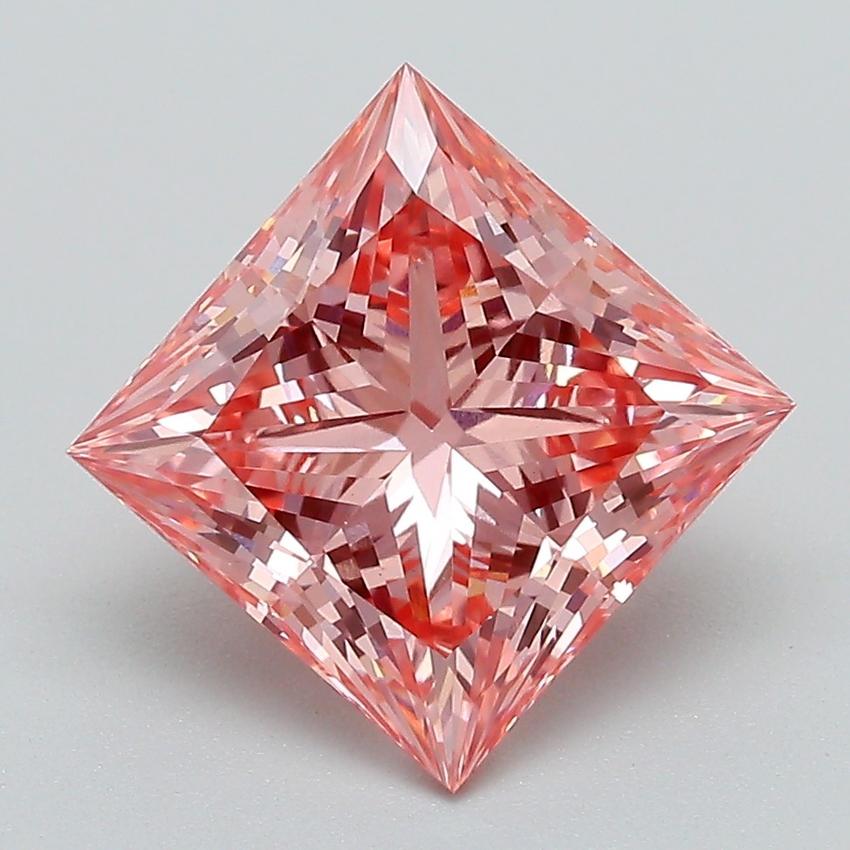 3.10 Ct. Fancy Vivid Pink Princess Lab Grown Diamond