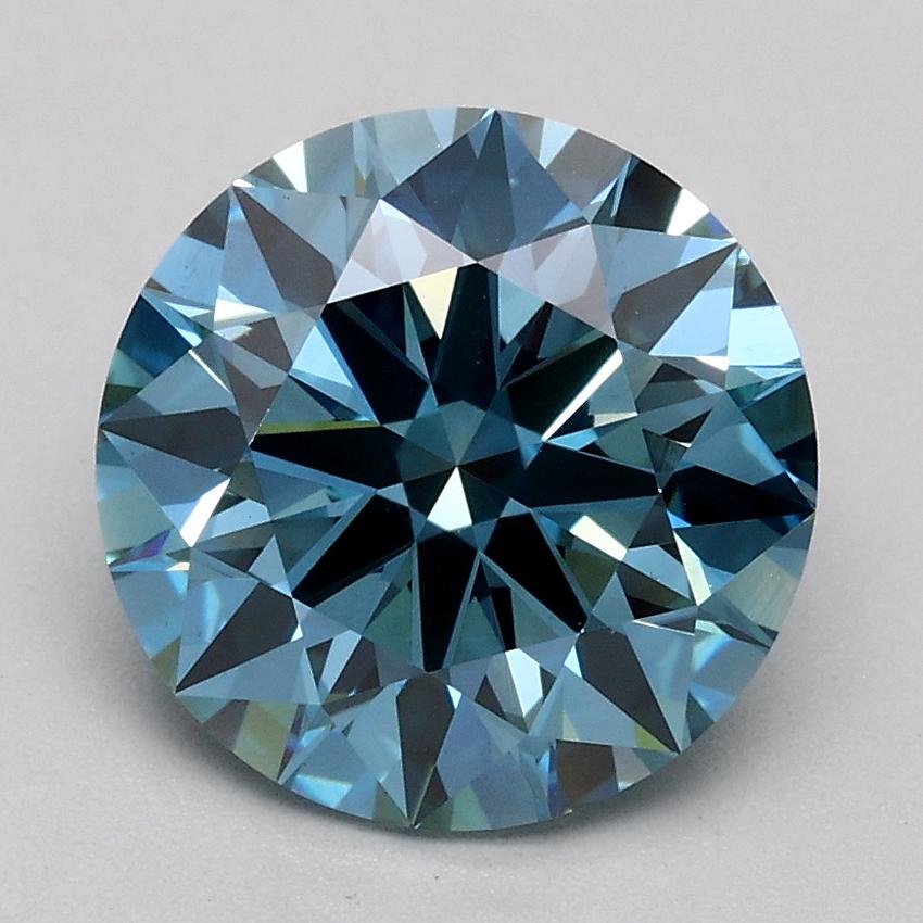 2.06 Ct. Fancy Vivid Blue Round Lab Grown Diamond