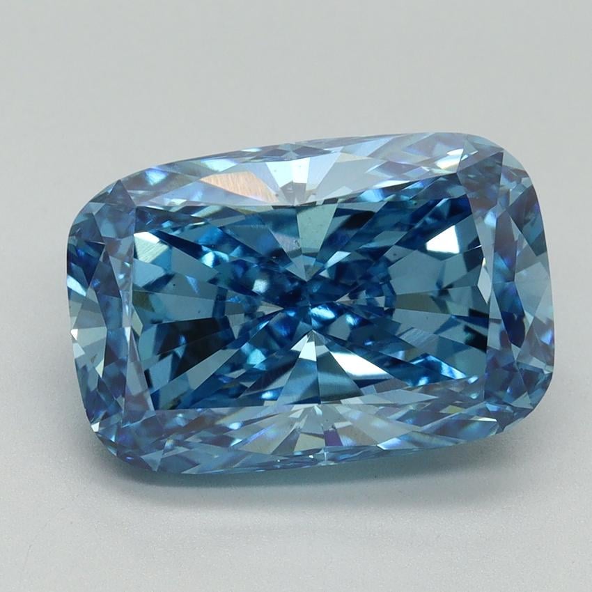 5.09 Ct. Fancy Vivid Blue Cushion Lab Grown Diamond