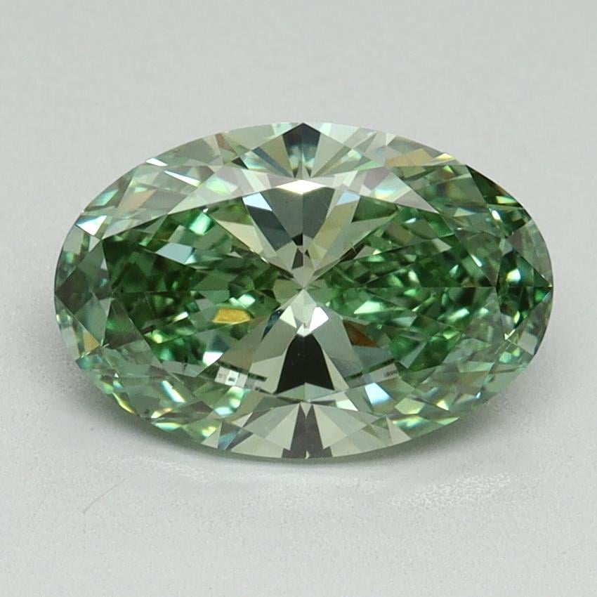 1.63 Ct. Fancy Vivid Green Oval Lab Grown Diamond