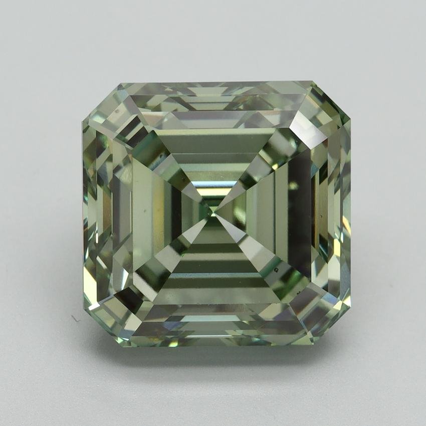 10.54 Ct. Fancy Vivid Green Asscher Lab Grown Diamond