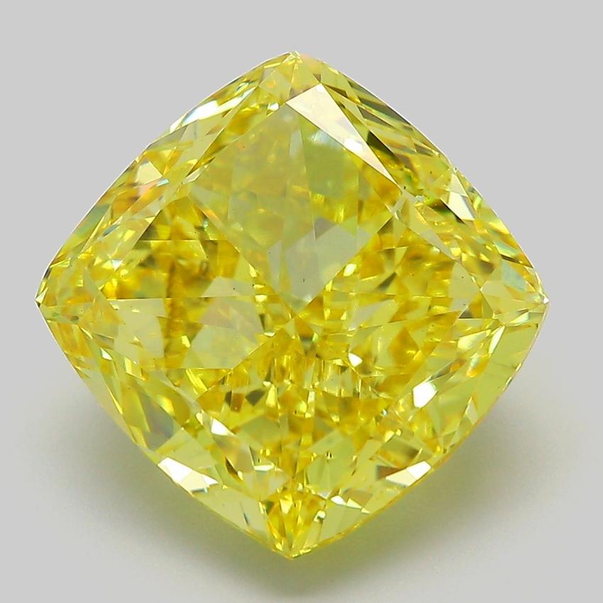 9.01 Ct. Fancy Vivid  Yellow Cushion Lab Grown Diamond