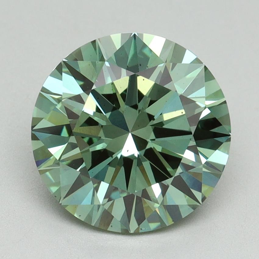 3.01 Ct. Fancy Vivid Green Round Lab Grown Diamond