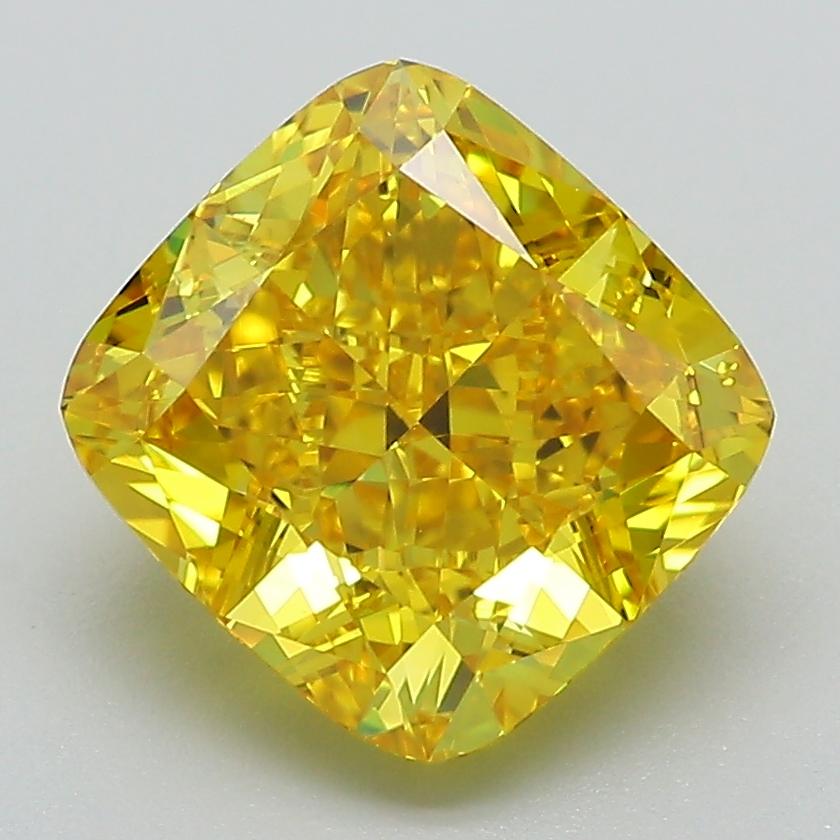 3.51 Ct. Fancy Vivid Yellow Cushion Lab Grown Diamond