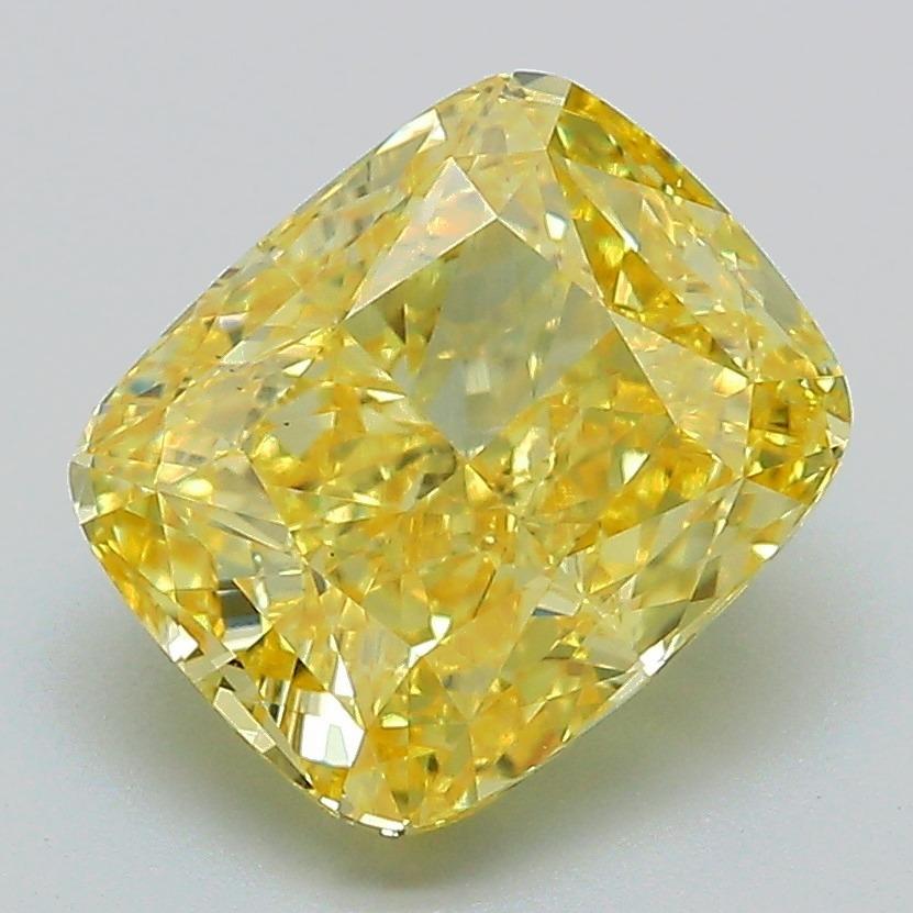 3.12 Ct. Fancy Vivid Yellow Cushion Lab Grown Diamond
