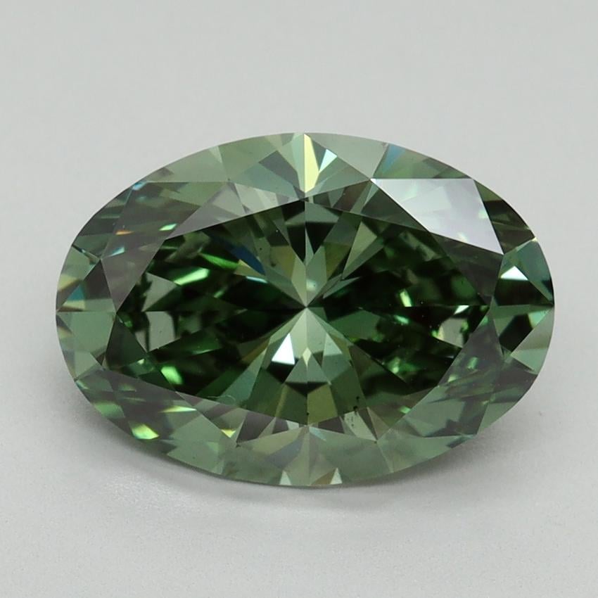 3.03 Ct. Fancy Vivid Pacific Green Oval Lab Grown Diamond
