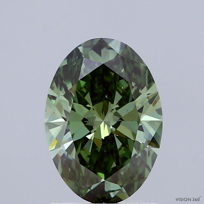 1.36 Ct. Fancy Vivid  Green Oval Lab Grown Diamond