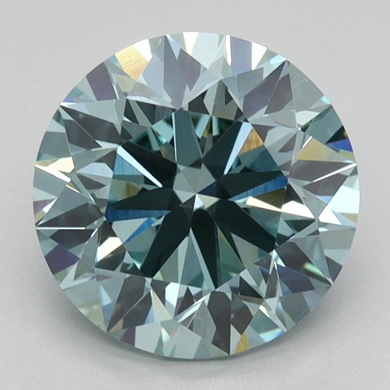 2.07 Ct. Fancy Vivid Green Blue Round Lab Grown Diamond