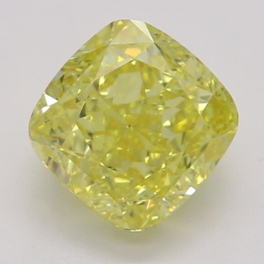 0.91 Ct. Fancy Vivid Yellow Cushion Diamond