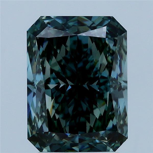3.08 Ct. Fancy Vivid Bluish Green Radiant Lab Grown Diamond