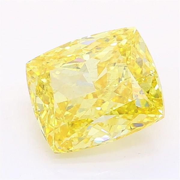 1.71 Ct. Fancy Vivid Yellow Cushion Lab Grown Diamond