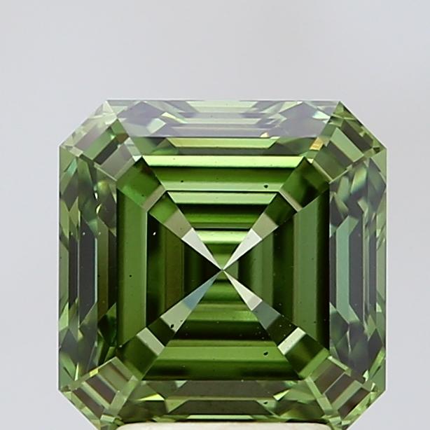 3.58 Ct. Fancy Vivid Green Asscher Lab Grown Diamond