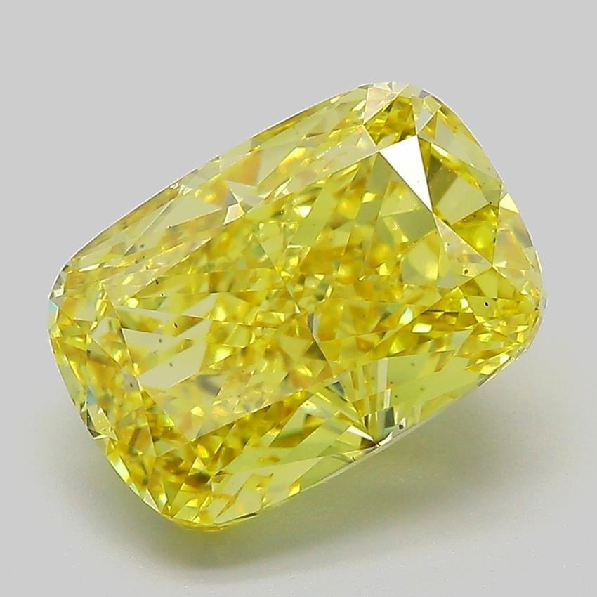 5.00 Ct. Fancy Vivid  Yellow Cushion Lab Grown Diamond