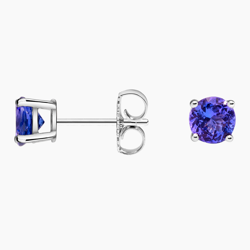Silver Solitaire Tanzanite Stud Earrings
