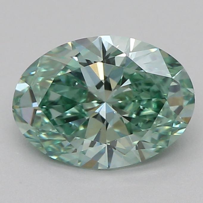 0.71 Ct. Fancy Vivid Green Oval Lab Grown Diamond
