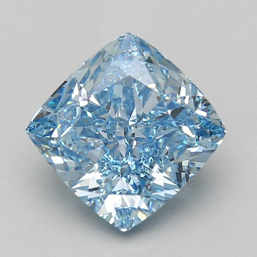 4.04 Ct. Fancy Vivid Blue Cushion Lab Grown Diamond
