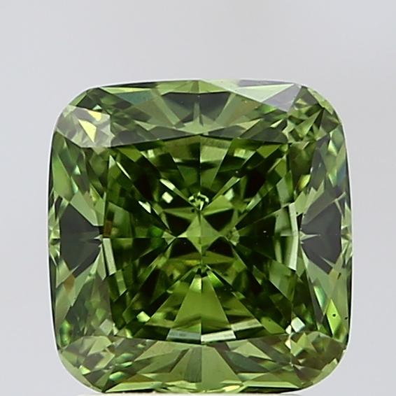 2.67 Ct. Fancy Vivid Green Cushion Lab Grown Diamond