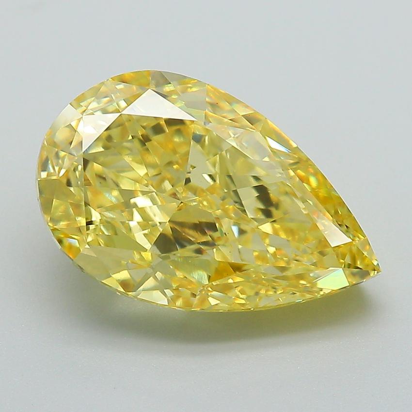 6.14 Ct. Fancy Vivid Yellow Pear Lab Grown Diamond