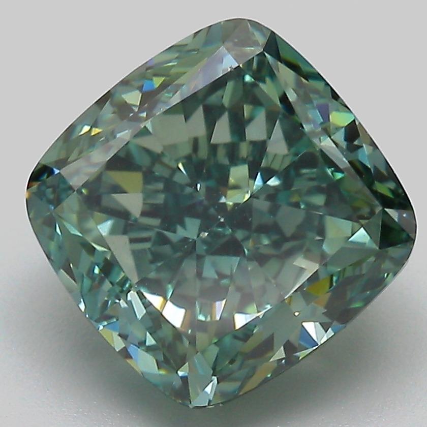 4.72 Ct. Fancy Vivid  Green Cushion Lab Grown Diamond