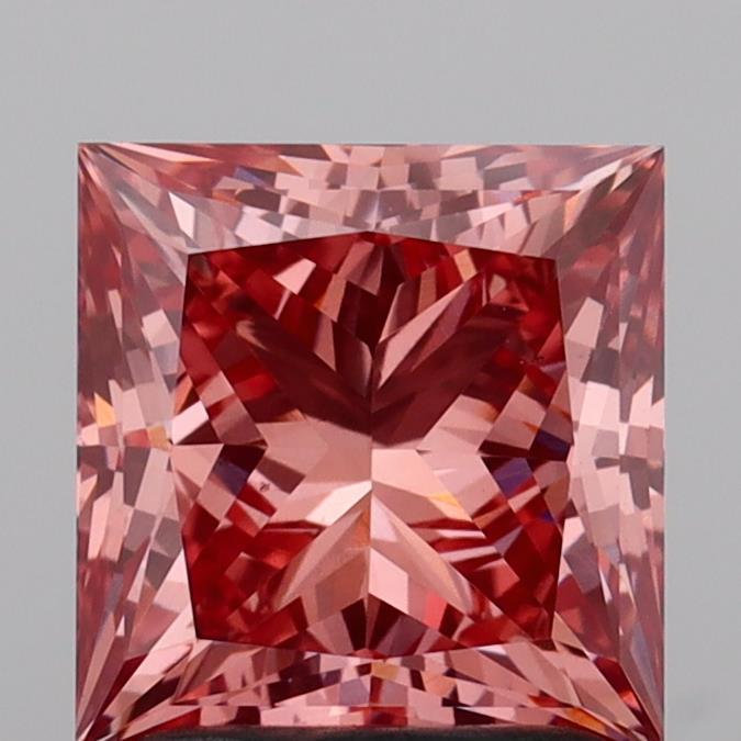 2.02 Ct. Fancy Vivid Brownish Pink Princess Lab Grown Diamond