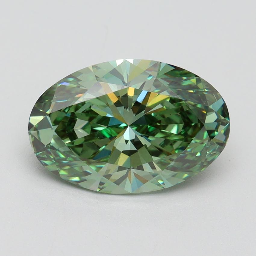 3.01 Ct. Fancy Vivid Green Oval Lab Grown Diamond