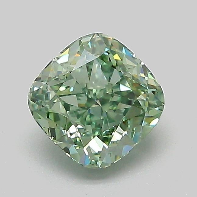 1.02 Ct. Fancy Vivid Green Cushion Lab Grown Diamond