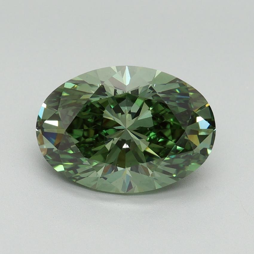 3.11 Ct. Fancy Vivid Green Oval Lab Grown Diamond