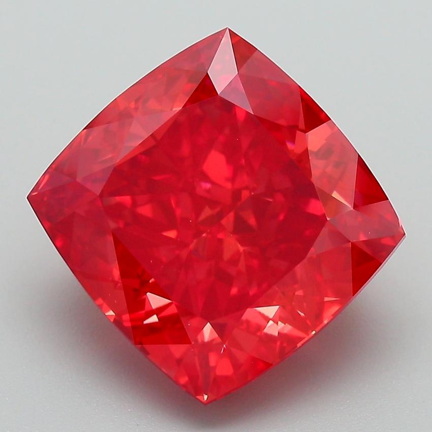 7.58 Ct. Fancy Vivid Red Cushion Lab Grown Diamond