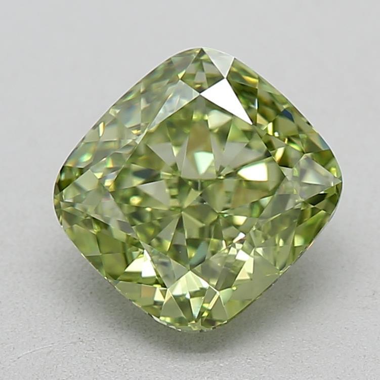 1.02 Ct. Fancy Vivid Green Cushion Lab Grown Diamond