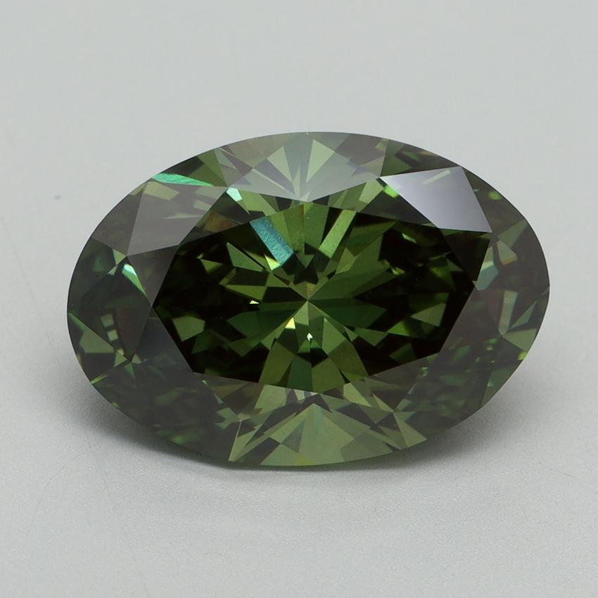 6.48 Ct. Fancy Vivid Green Oval Lab Grown Diamond