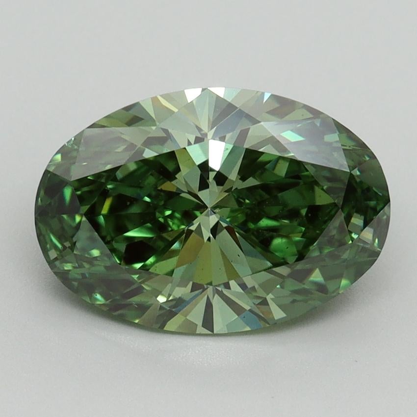3.02 Ct. Fancy Vivid Green Oval Lab Grown Diamond