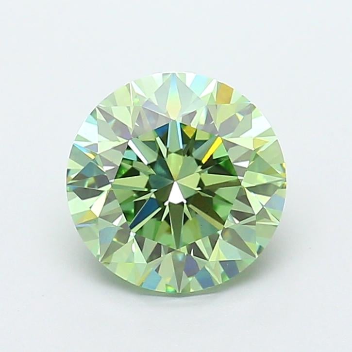 3.01 Ct. Fancy Vivid Green Round Lab Grown Diamond