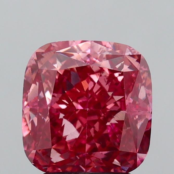 3.02 Ct. Fancy Vivid  Pink Cushion Lab Grown Diamond
