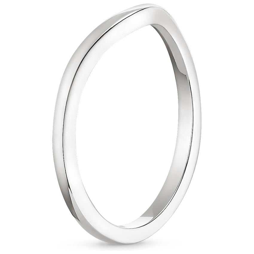 18K White Gold Petite Curved Wedding Ring, large side view