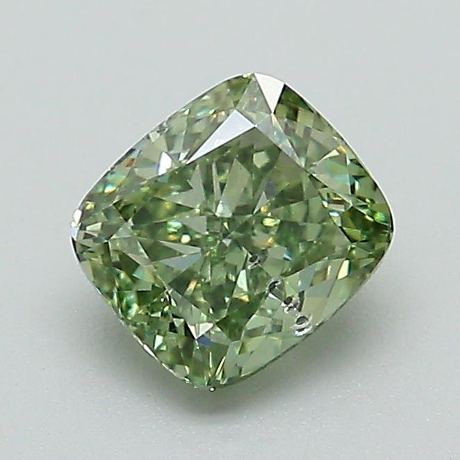 1.01 Ct. Fancy Vivid Green Cushion Lab Grown Diamond
