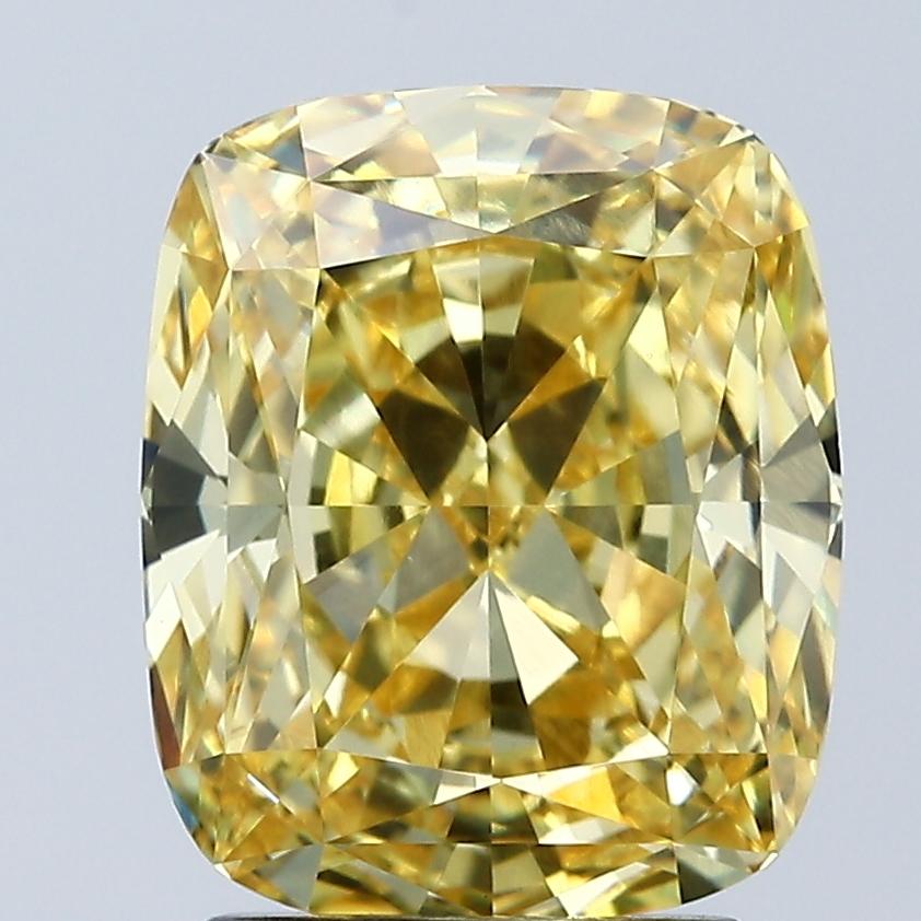 3.06 Ct. Fancy Vivid Yellow Cushion Lab Grown Diamond