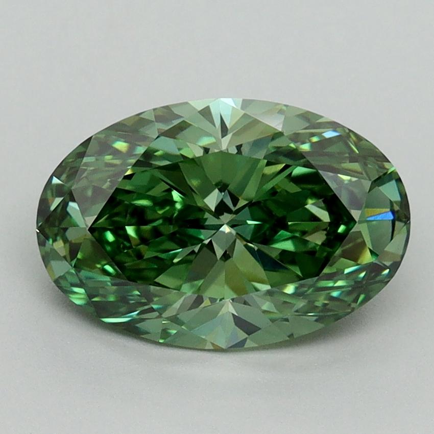 2.06 Ct. Fancy Vivid Green Oval Lab Grown Diamond