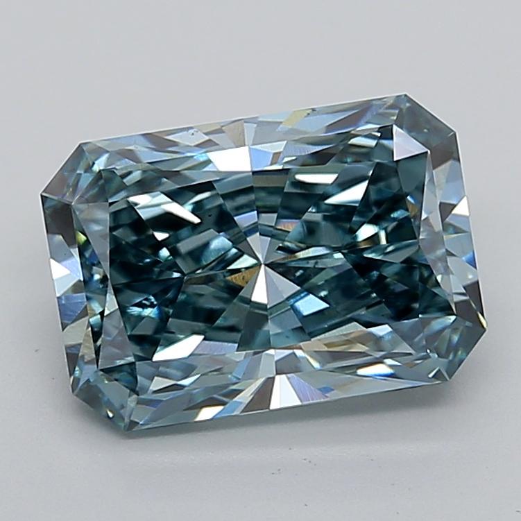 4.02 Ct. Fancy Intense Greenish Blue Radiant Lab Grown Diamond