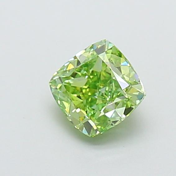 1.06 Ct. Fancy Vivid Green Cushion Lab Grown Diamond