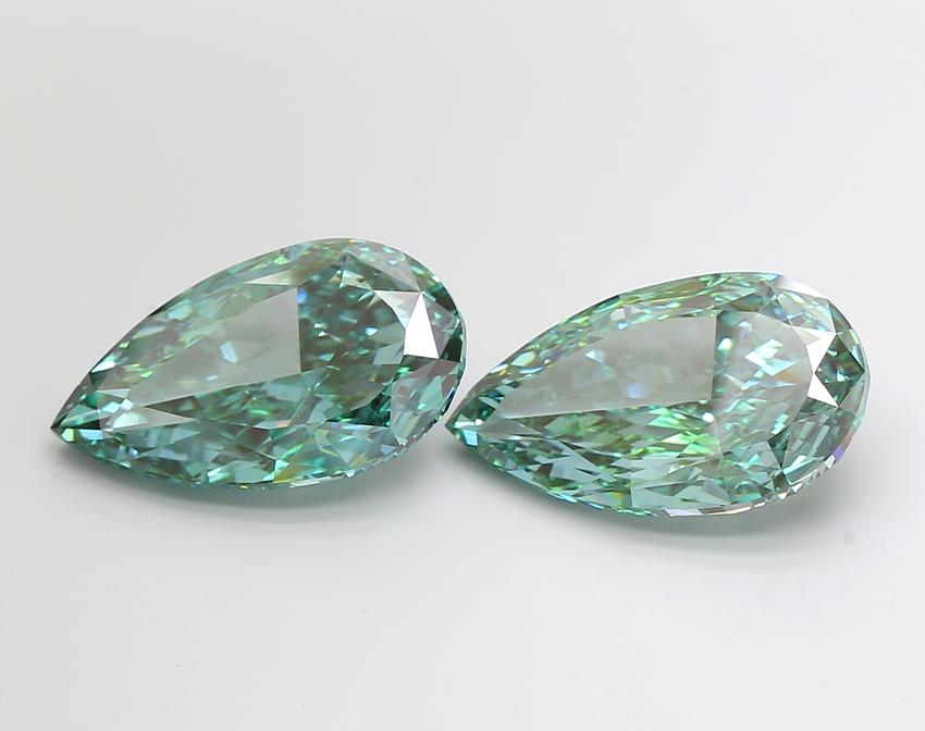 15.09 Ct. Fancy Vivid Green Pear Lab Grown Diamond