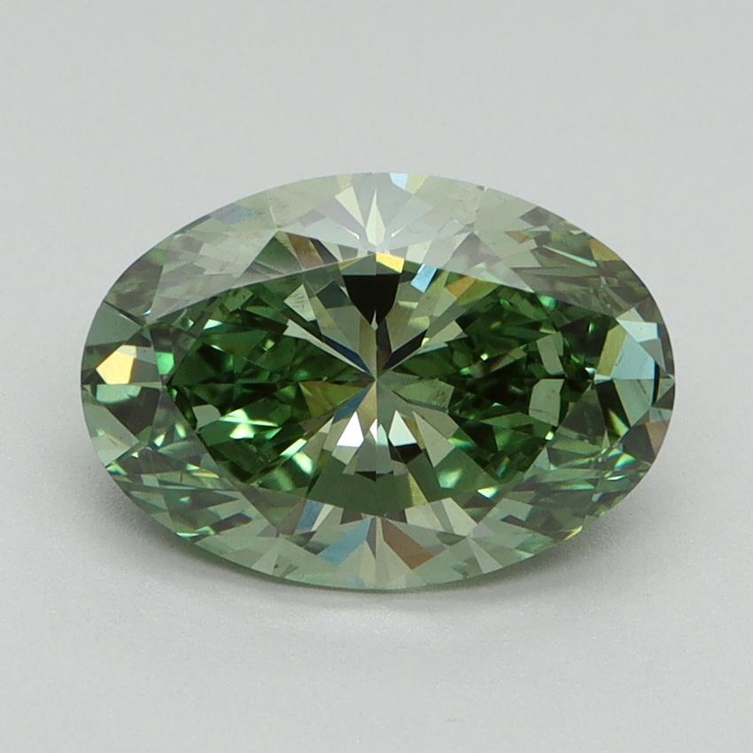 2.18 Ct. Fancy Vivid Green Oval Lab Grown Diamond