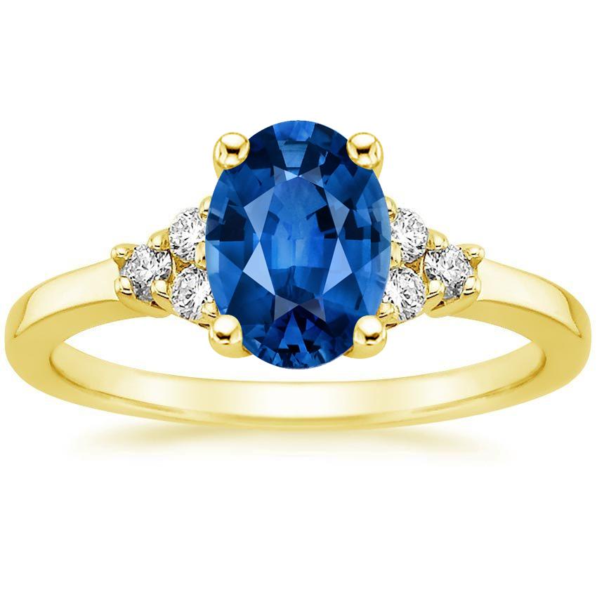 Sapphire Trio Diamond Ring in 18K Yellow Gold