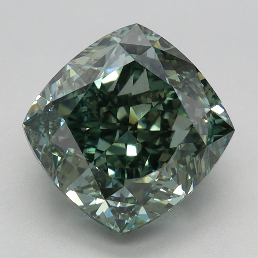 3.24 Ct. Fancy Intense Green Cushion Lab Grown Diamond