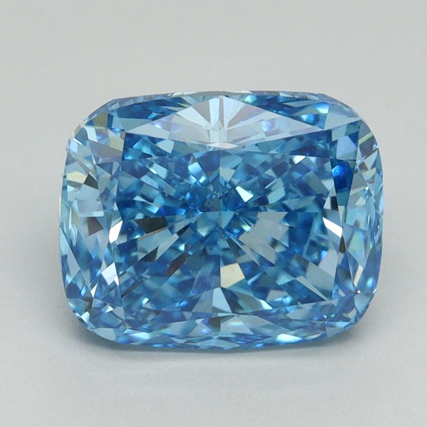 3.09 Ct. Fancy Vivid Blue Cushion Lab Grown Diamond