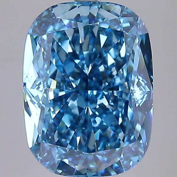 8.04 Ct. Fancy Vivid  Blue Cushion Lab Grown Diamond