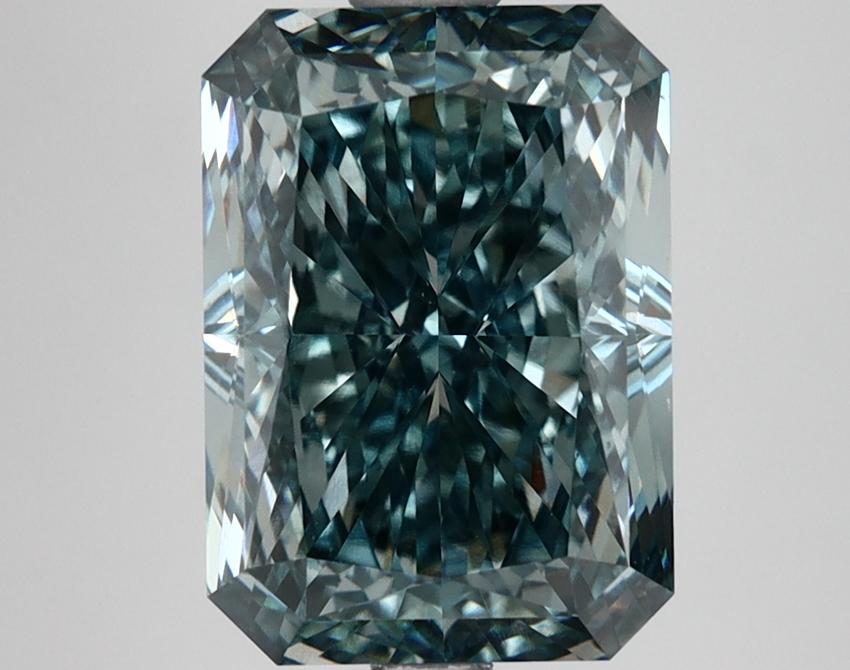 4.42 Ct. Fancy Vivid Bluish Green Radiant Lab Grown Diamond