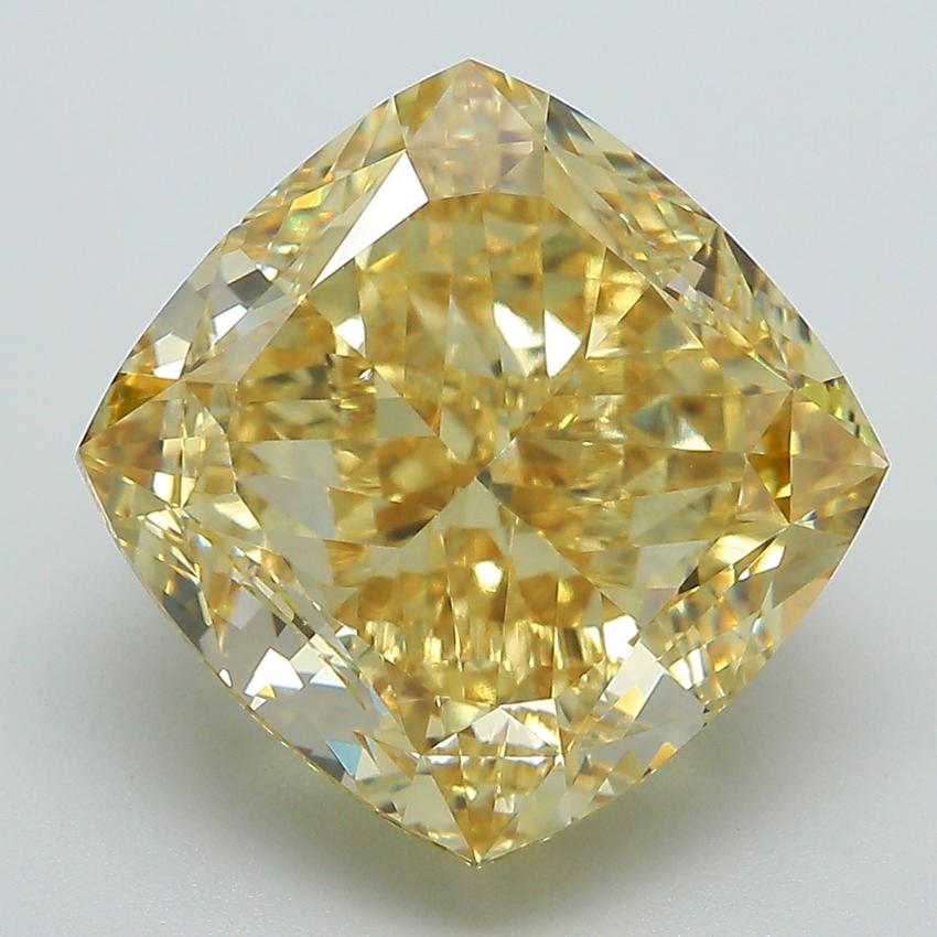 9.18 Ct. Fancy Vivid  Yellow Cushion Lab Grown Diamond