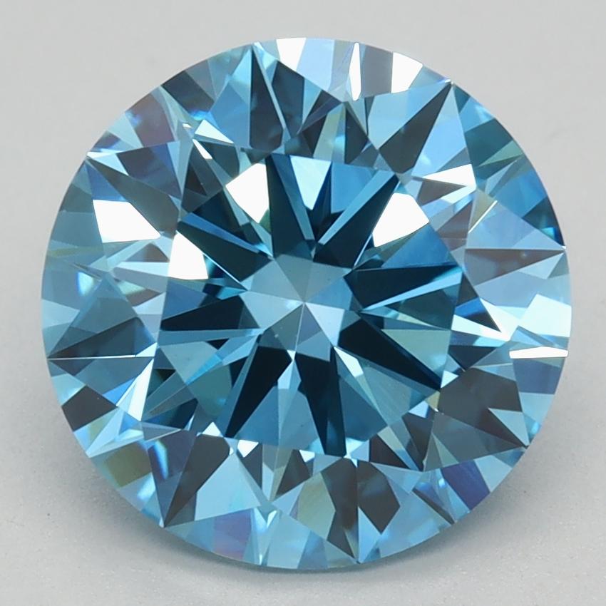 3.01 Ct. Fancy Vivid Blue Round Lab Grown Diamond