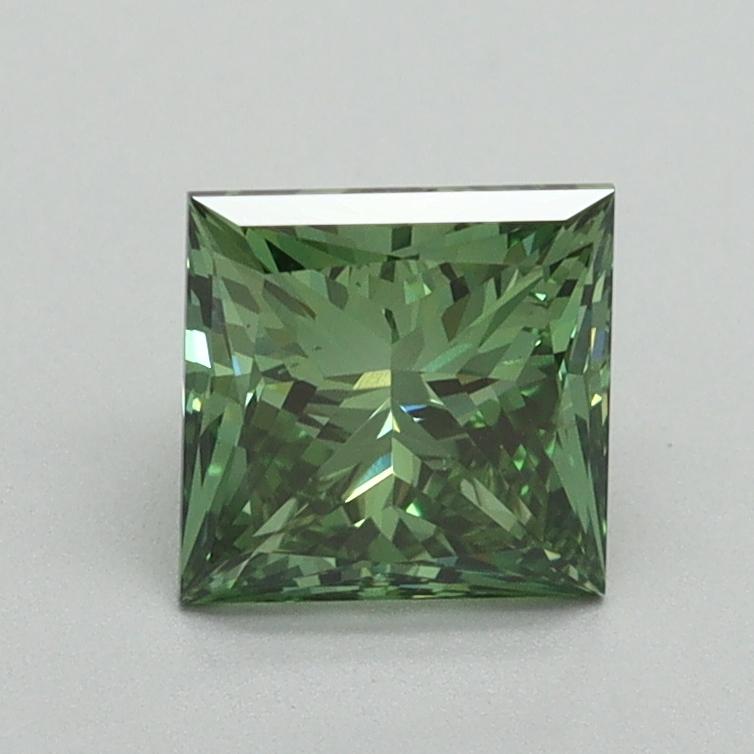 1.15 Ct. Fancy Vivid Green Princess Lab Grown Diamond